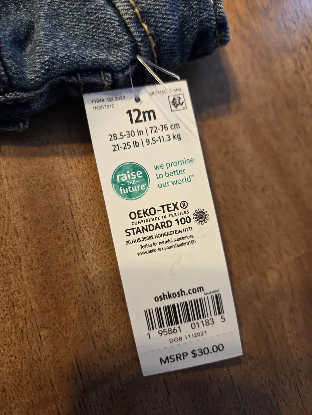 ​NWT OshKosh B'gosh Boys Straight Jeans 12M Medium Wash